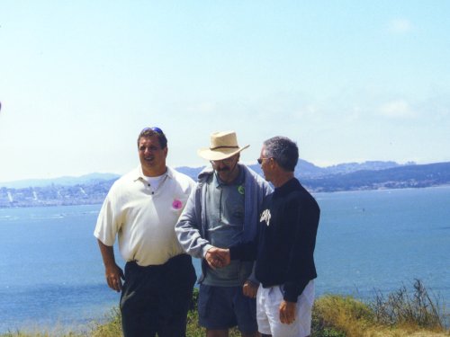 Harris Barton, Me and Mark Ibanez at Vista Point on Angel Island - June 2000